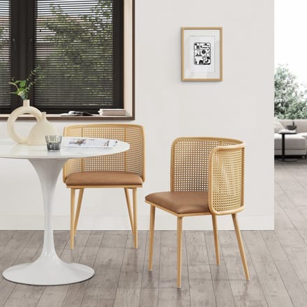 Eetkamerstoel Flen set van 2 bruin en houtkleurig 75x52x49 cm