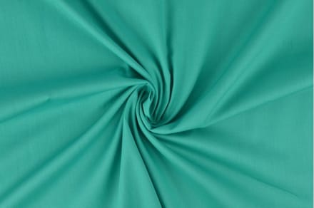 Katoen stof - Per meter - 1 meter - Poplin katoen uni - Turquoise
