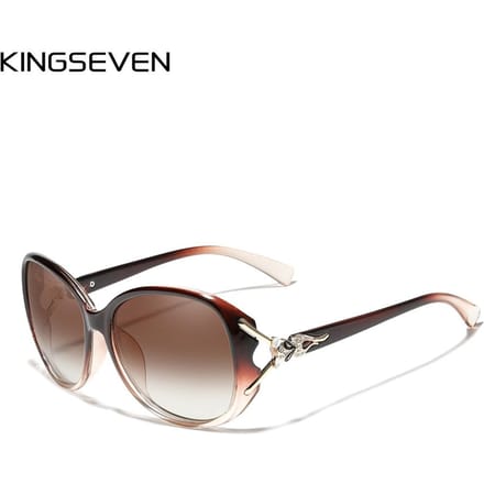 KINGSEVEN Gepolariseerde Retro Groot frame luxe Brillen Lady Merk Designer Zonnebril M bruin