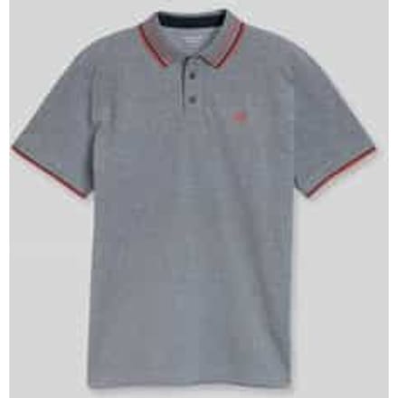 Tom Tailor - Piqué poloshirt met logo-print - Maat M - navy white two tone pique
