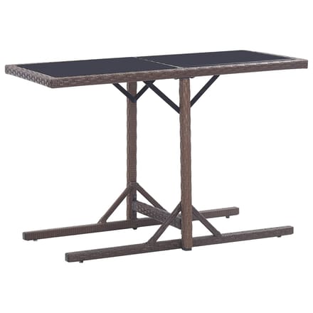 vidaXL - Tuintafel - 110x53x72 - cm - glas - en - poly - rattan - bruin