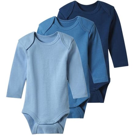 LUPILU Set van 3 baby rompers (donkerblauw/blauw/lichtblauw, 74/80)