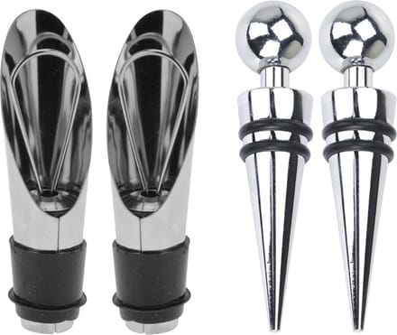 Excellent Houseware set - 4x Wijnflessen schenktuiten/afsluitdoppen - RVS