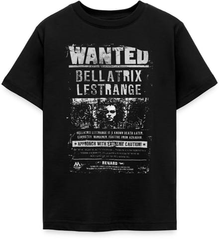 Harry Potter Bellatrix Lestrange Wanted Poster T-Shirt Tiener