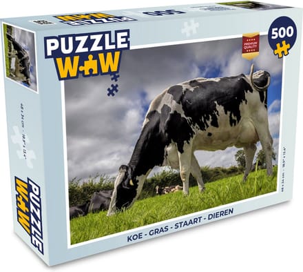 Puzzel Koe - Gras - Staart - Dieren - Legpuzzel - Puzzel 500 stukjes