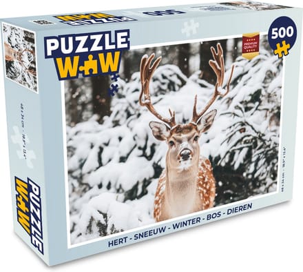 Puzzel Hert - Sneeuw - Winter - Bos - Dieren - Legpuzzel - Puzzel 500 stukjes