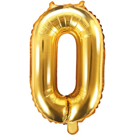 Partydeco - Folieballon nummer 0 Goud 35 cm