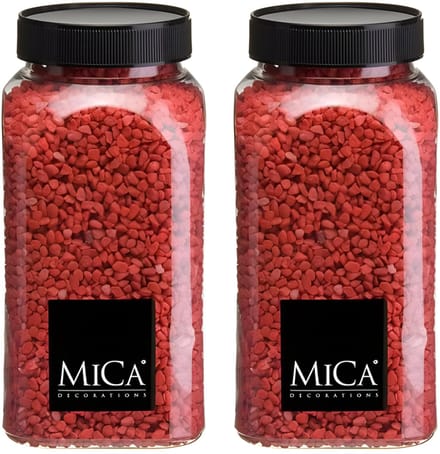 Mica Decorations decoratie stenen/granulaat - 2x - 650ml - rood - hobby steentjes