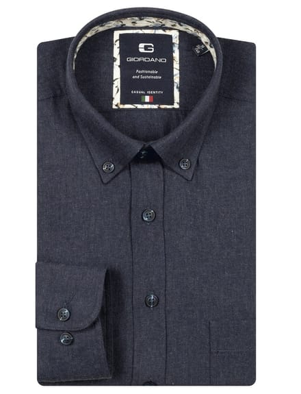 Giordano overhemd donkerblauw buttom down