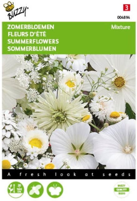 2 stuks - Buzzy - Zomerbloemen Witte Tinten
