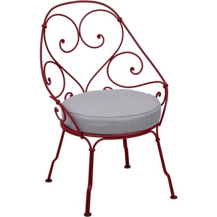 Fermob - 1900 Fauteuil Cabriolet - 43 chili - flanelgrijs - rood