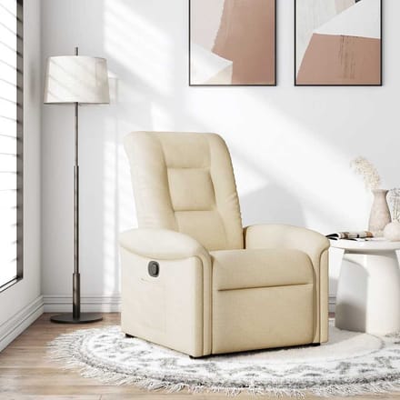 vidaXL - Fauteuil - verstelbaar - stof - crèmekleurig