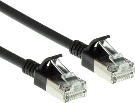ACT Zwarte 0,5 meter LSZH U/FTP CAT6A datacenter slimline patchkabel snagless met RJ45 connectoren DC7900