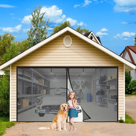 Hor deur 210 x 185 cm - muggengaas met magneten automatisch sluitend, zwart