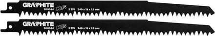 GRAPHITE Reciprozaagblad HCS 240mm – Set van 2 Stuks