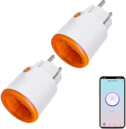 2 stuks Smart Power Plugs: Zigbee Smart Plug met meet- en timerfunctie, Tuya App Control, notification push, Zigbee Hub vereist, 16A stopcontact, compatibel met Alexa, Google Home