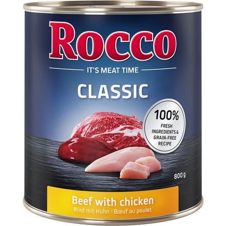 Voordeelpakket Rocco Classic 24 x 800 g Hondenvoer - Rund met Kip