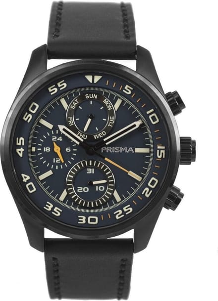 Prisma Aviator Herenhorloge edelstaal zwart P.1826