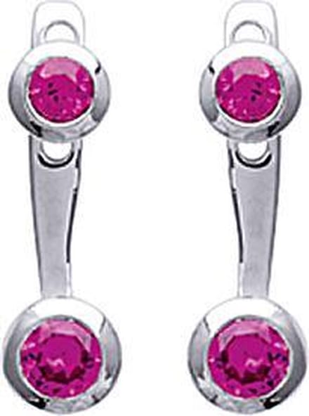 Amanto Oorbellen Dot Red - 925 Zilver Gerhodineerd - 4x14mm