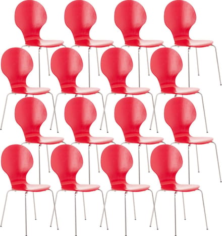 CLP Diego Set van 16 bezoekersstoelen Hout/rood