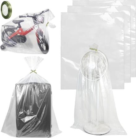 Set van 3 Extra Grote Transparante Plastic Tassen, 100 x 152 cm, Ideaal voor Bagage, Kleding en Dekbedden