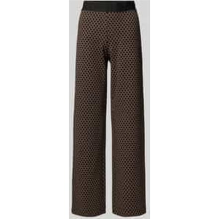 Wide leg stoffen broek met elastische band met label, model 'ELAINE'