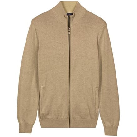 Baileys Vest Fine Knit Full Zip Taupe / male