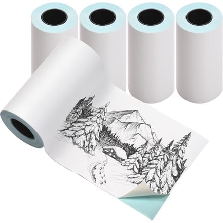 Papier autocollant thermique direct blanc imprimable sans BPA Sticky Thermal Paper 5 Rolls white