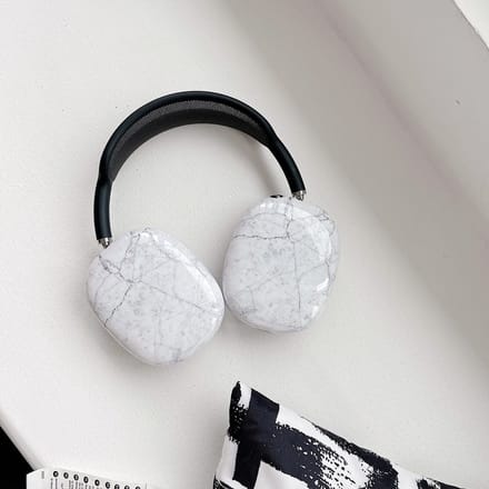 MY PROTECT - Siliconen Marmer Cover Case geschikt voor Airpods Max - Wit