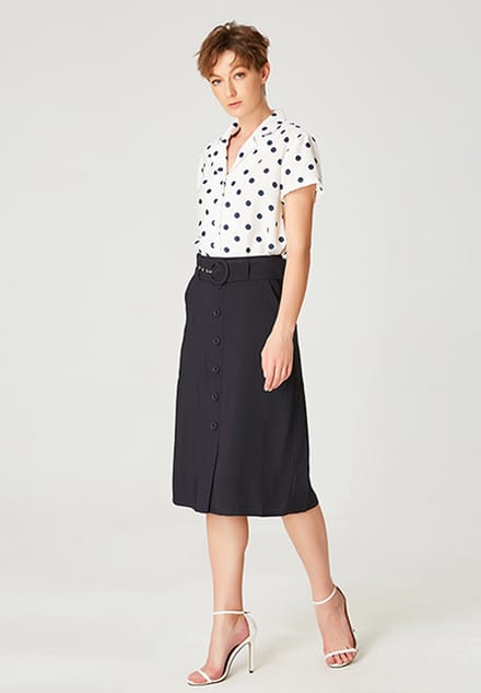 Shirt met korte mouwen en polka dot print