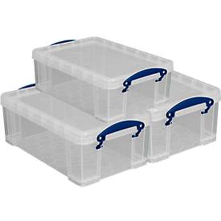 Really Useful Boxen, inhoud 9 liter, als opberg- en transportbox, set van 3
