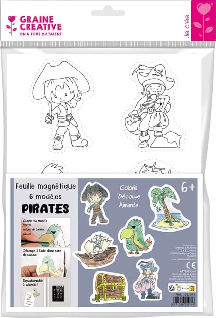 Graine Creative magneten knutselset piraten kleuren magneetpapier.