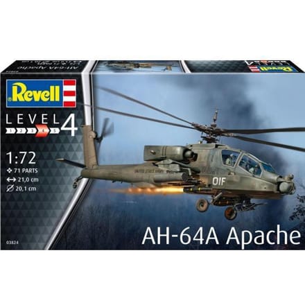Revell Modelbouwpakket Militaire voertuigen - 03824 AH-64A Apache Heli Plastic - 1:72 - Modelbouw