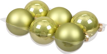 Othmar Decorations Kerstballen - 6x st - salie groen - 8 cm - glas - mat/glans - kerstversiering