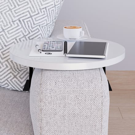 Dienblad armleuning Kuleskyd rond Ø34 cm wit [en.casa]