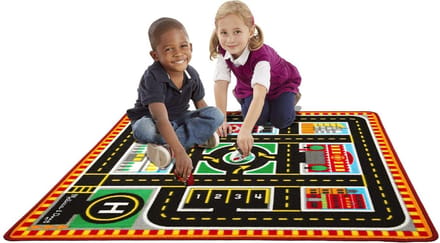 Melissa & Doug Speelkleed met hulpdiensten voor de hele stad en 4 bijbehorende houten auto’s (100 x 91 cm)