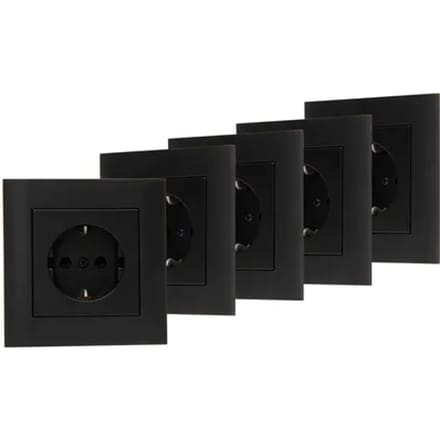 Kopp Athenis Stopcontact 1-voudig Geaard Mat-zwart 4+1 Gratis