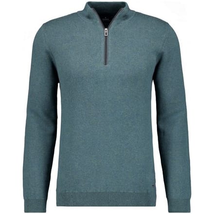 Ragman Trui Zip Collar Cotton Cashmere Fine Texture Donker Groen / male
