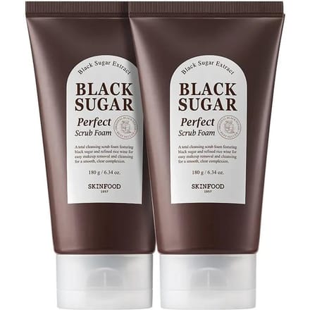 SKINFOOD Zwarte Suiker Perfecte Scrub Schuim Dubbel Set 180g ×2 white