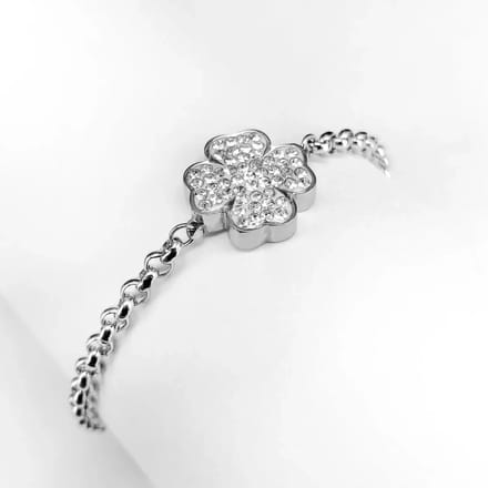 Damesarmband met 4 klavertjes cz Ponytail & Co
