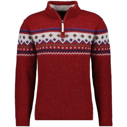Ragman Trui Stand Up Zip Collar Norwegian Style Pattern Roestrood / male