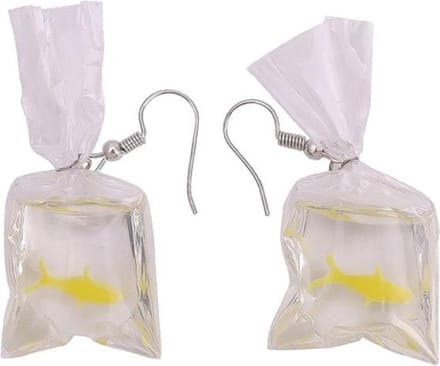 Fako Bijoux® - Oorbellen - Goudvis In Een Zakje - Geel