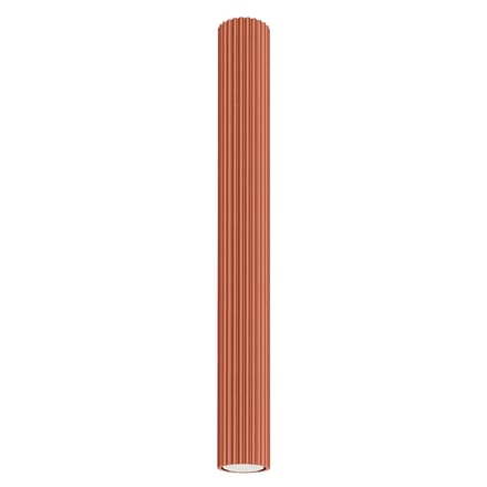 Plafondlamp KARBON 60 extra lange geribbelde buisspot van 60 cm - Sollux Lighting - IP20 - Okerrood aluminium behuizing - 6.5 x 6.5 x 60 cm - 1 x GU10 LED, exclusief lichtbron - Max. 10 W - Minimalistische plafondlamp voor gang, hal en woonkamer