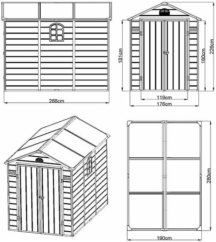Vente-unique Tuinhuisje van antracietgrijze hars 5,32 m² - CESIO