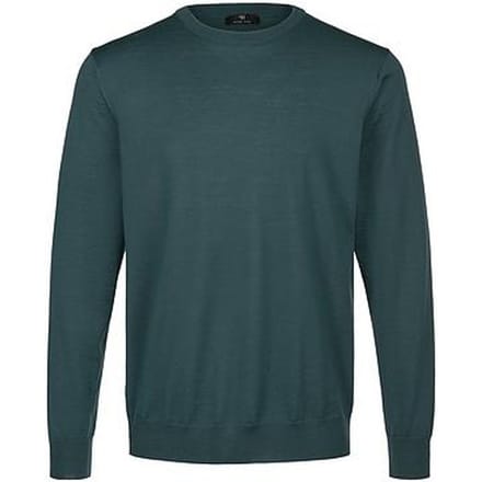 Trui 100% scheerwol ronde hals Van Peter Hahn turquoise
