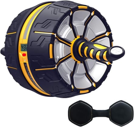 Buikspier Roller - Core Trainer - Thuis Trainen - Met LCD Display - Extra Breed - Zwart