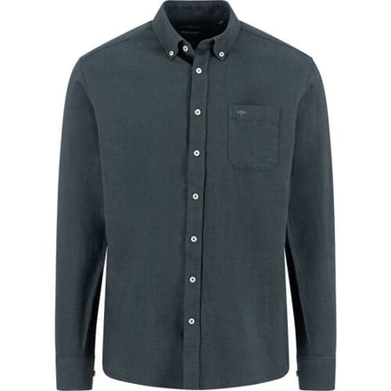 Fynch-Hatton Overhemd Solid Color Button-Down Dark Ivy / male