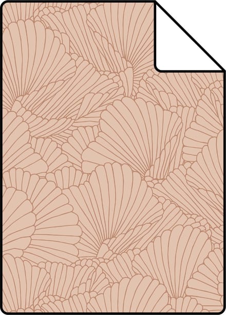 Proefstaal ESTAhome behang getekende bladeren licht terracotta - 26.5 x 21 cm - 139493-S