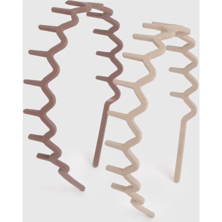 boohoo Dames 2-pack Zig Zag haarbanden | Beige