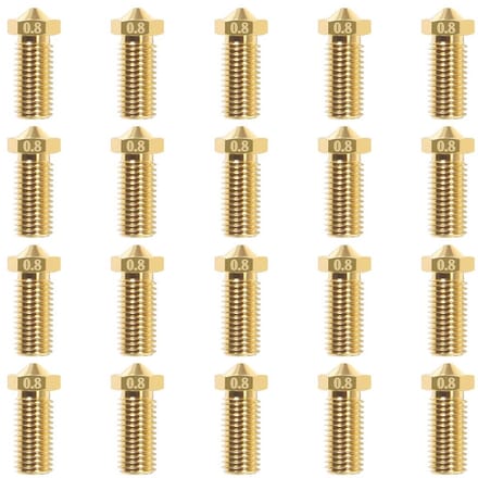 3D printer reserveonderdelen - 3D Printer Nozzles - 20-delige 0,8mm Vulkanische Messing Nozzles, Geschikt voor V5/V6 3D Printers